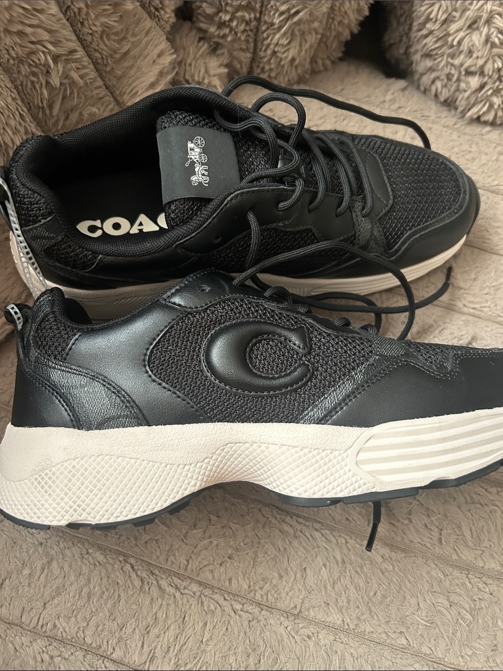 Coach Men's Black Strider Sneakers with Cream Midsole